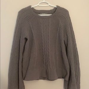 Marled Grey Knit Bell Sleeve Sweater